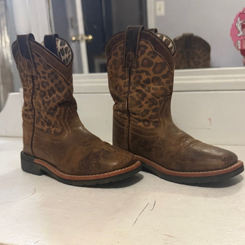 Girls Leopard Print Western Boots